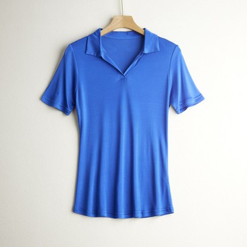 現貨+預購 絲質POLO衫絲質上衣-修身短袖寬鬆純色女上衣7色74fd14【獨家進口】【米蘭精品】