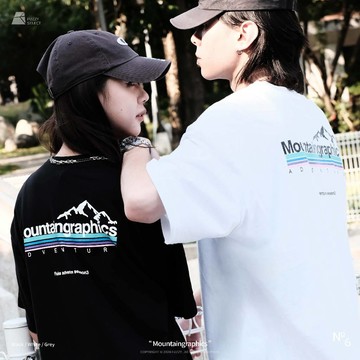 【逢甲 FUZZY】Mountain graphics Tee 潮流 日常 美式 圖案 Logo 短T 短Tee 黑 白