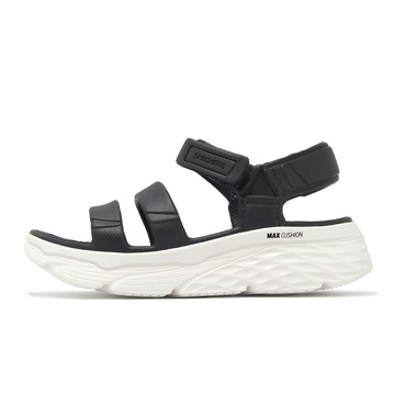 Skechers 涼鞋 Max Cushioning-Aura 女鞋 黑 白 厚底 雙密度 緩衝 防水 涼拖鞋 111126BKW