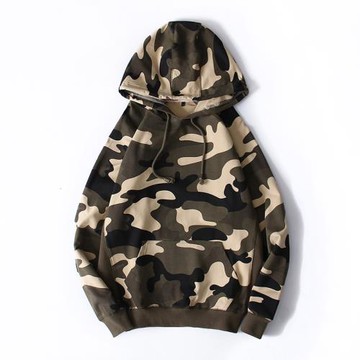 新款迷彩原宿衛衣男潮牌寬松大碼長袖衛衣秋冬連帽套頭外套連帽衫