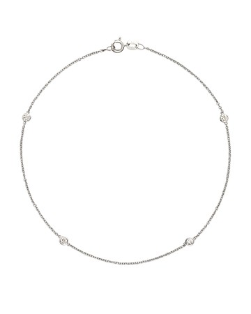 Diamond Bezel Ankle Bracelet Set In 14K White Gold, .20 ct. t. w.