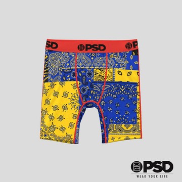 【PSD Underwear 官方旗艦店】BANDANA- 男童平口四角褲-佩斯利花紋-黃色