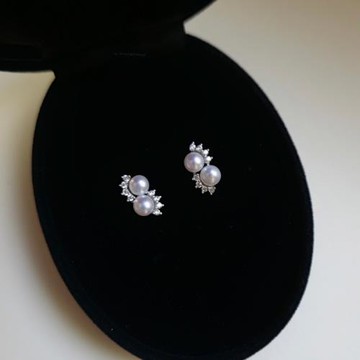 ROMANTIC雙子星~S925銀鍍白金鑲嵌鋯珍珠日常小巧款耳釘簡約百搭