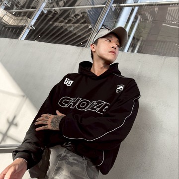 【AMERO】男女款 長袖連帽T恤 賽車風 反光條 短寬印花