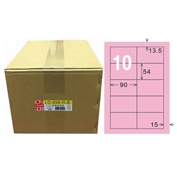 【龍德】A4三用電腦標籤 54x90mm 粉紅色 1000入 / 箱 LD-898-R-B【APP滿額下單4%點數(單一帳號最高1500點)】5/31止