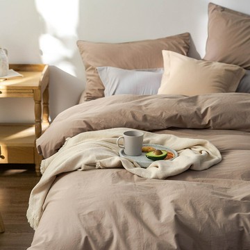 床包組 三件組 四件組  床單被套枕套床包 家用寢具慵懶風純棉四件套100全棉加厚春秋床上被套床單1.2m床笠款三件套