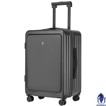 【USSARO】26吋前開式企業家系列拉鍊箱/行李箱/旅行箱(灰)
