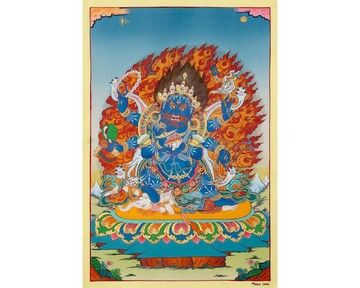 六臂大黑天唐卡 – 西藏手工忿怒藝術 phẩm