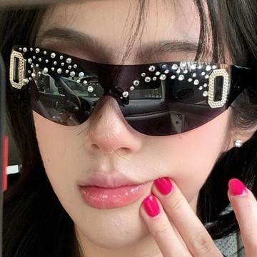 歐美新款時尚女士無框切邊個性百搭太陽鏡街拍度假防曬跨境墨鏡