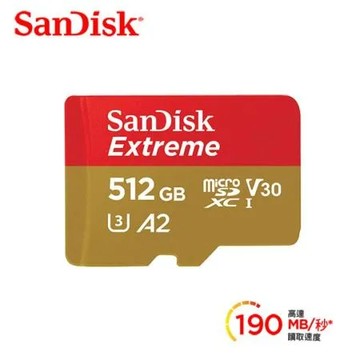 SanDisk ExtrememicroSDXCUHS-I(V30)(A2)512G記憶卡(公司貨)