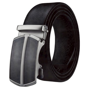 本革職人 男仕沉穩內斂系列自動扣真皮皮帶 簡約線條款  黑色  115cm