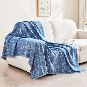 🆕新品上架【梨花瑪雅】{小貓咪圖案}   頭等艙空調毯適親膚舒適好眠午休四季皆宜抗皺磨毛蓋毯💕情人禮物，生日禮物，閨蜜禮物