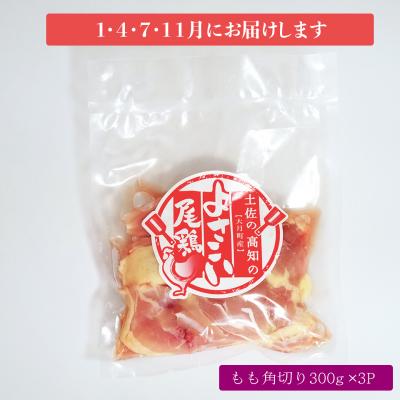 ふるさと納税 大月町 よさこい尾鶏 もも肉角切り(300g×3パック)計4回