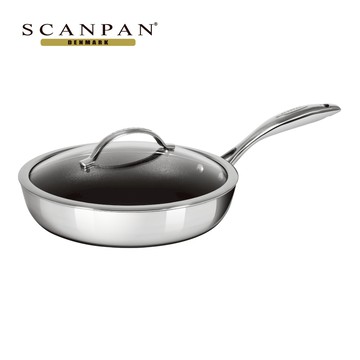 【SCANPAN】HaptIQ系列 28cm不沾高身平底鍋（含蓋／電磁爐適用）  贈: 主廚系列-尼龍鏟+繽紛彩色三德刀 14CM-鋼琴黑