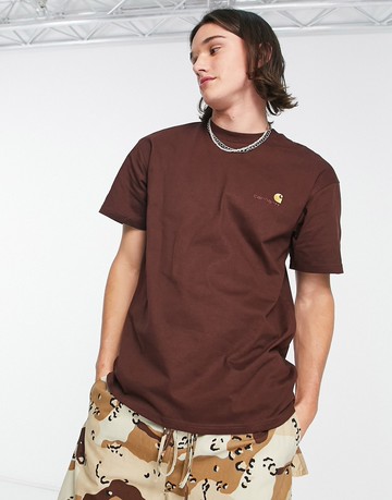 Carhartt WIP american script relaxed t-shirt in brown