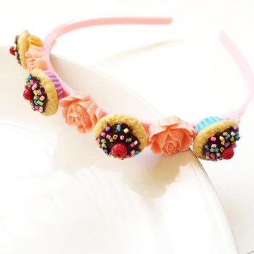 蛋糕 5 髮帶粉紅色