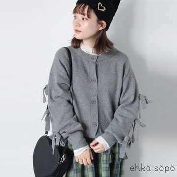 ehka sopo 2WAY前後兩穿蝴蝶綁結造型開襟罩衫