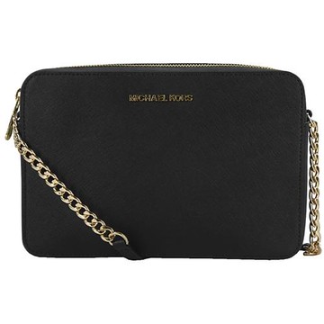 【Michael Kors】JET SET ITEM防刮皮革斜背包(黑金)