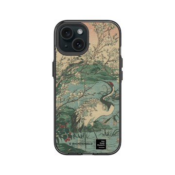 iPhone 15 Clear 酷墨灰 - Van Gogh Museum - 鶴與櫻花選自草木花鳥圖會系列