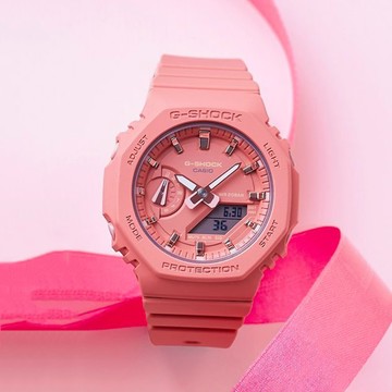 【CASIO 卡西歐】G-SHOCK 珊瑚粉 八角雙顯手錶 GMA-S2100-4A2