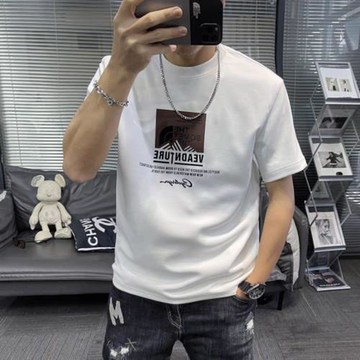 男士短袖t恤夏季新款字母印花絲光棉體恤高端男裝休閑半袖上衣潮