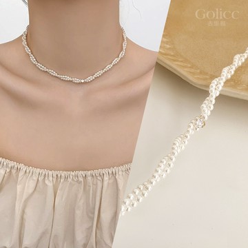 【Gulicc】古莉可 項鍊 雙層珍珠交疊鎖骨鍊