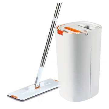 HOUSE&HOME 居家工坊 全新淨污分離強水柱沖刷平板拖組 JL-243 白色  1組  拖把140cm + 水桶25 x 22.5 x 41.5cm + 拖布12 x 38cm