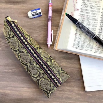 【茶蛇紋】畳緣 金字塔造型 筆袋 棕色 蛇 蟒蛇