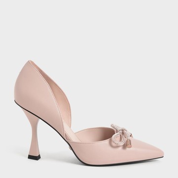 真皮碎鑽蝴蝶結高跟鞋