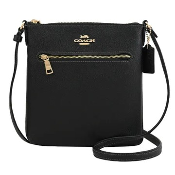 COACH CV405 經典馬車LOGO荔紋皮革斜背包.黑