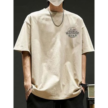 日系簡約美式復古潮牌重磅純棉短袖T恤男夏季ins潮流寬松痞帥半袖