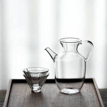 草木祠 耐熱玻璃小執壺公道杯帶過濾綠茶泡茶器花茶杯 玻璃茶海