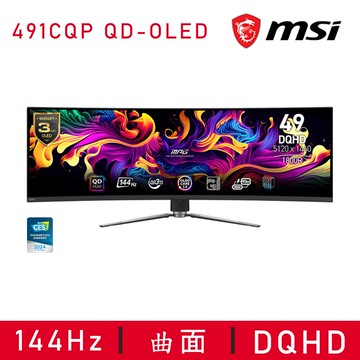 【MSI 微星】MPG 491CQP QD-OLED 電競曲面顯示器(0.03ms/ 49型/DQHD/144Hz/HDR400/1800R)