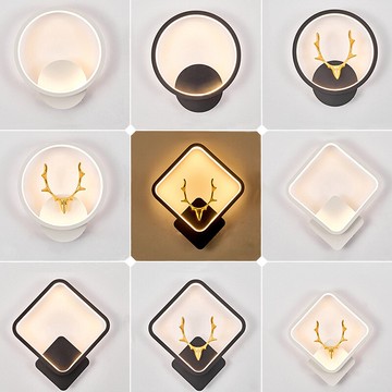 北歐簡約壁燈鹿角臥室床頭燈創意個性樓梯走廊燈現代電視墻裝飾燈