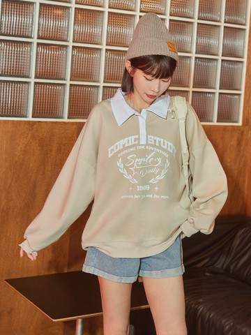 美式POLO領寬版上衣