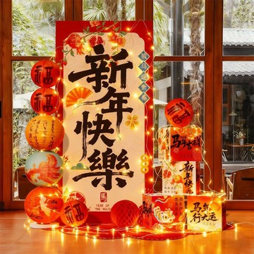 免運 開立發票 2026馬年新年氛圍場景盒子布置裝飾年會元旦打卡背景墻kt展板燈籠