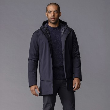 【Alchemy Equipment】男 Primaloft® 防水保暖連帽長版外套-深軍藍