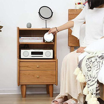 公司貨 超低價 日式實木床頭櫃臥室多功能實木置物櫃北歐簡約現代原木床邊小櫃子 快速發貨