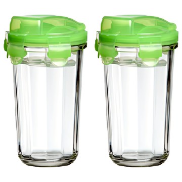 Glasslock 玻璃奶昔隨行杯  綠色  2個  500ml