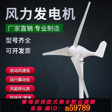 【全網低價 可打統編】小型風力發電機家用風光互補路燈戶外船用100W至1000W 12V24V220V