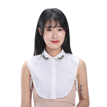 【巴黎精品】現貨+預購 假領子襯衫領片(棉質鑲鑽領片縫鑽女裝配件2色a1gg27)