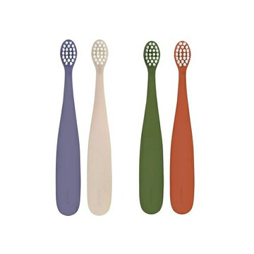 【MOTHER-K】0.5階段 嬰幼兒學習牙刷2入組-(奶油白+迷霧紫/夕陽橘+森林綠)★衛立兒生活館★