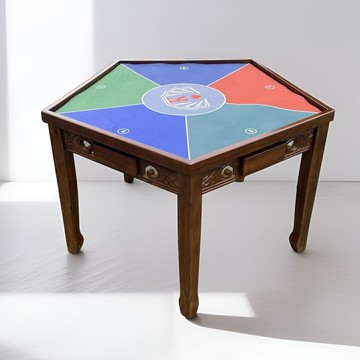 【新品上市】實木六邊桌五邊桌棋牌桌撲克夠級專用桌狗腿桌打牌桌子斗地主桌