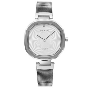 OBAKU 八角哲學晶鑽腕錶-經典銀X白-V277LXCIMC-32mm