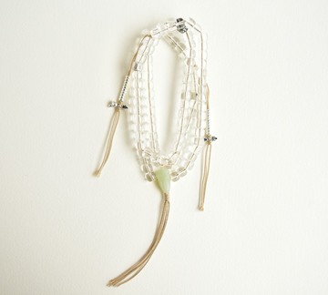 【青素】天然干淨體白水晶老型珠和田玉佛頭三通108顆佛珠念珠