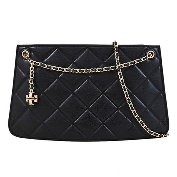TORY BURCH 176623 Fleming Pochette 標誌吊飾鏈條晚宴包.黑