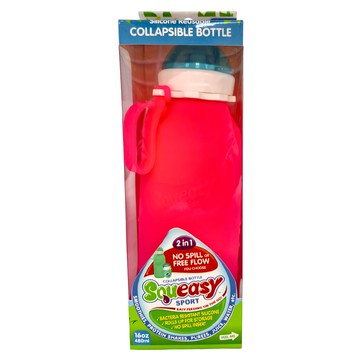 Squeasy Gear QQ隨身瓶 2合1可折疊矽膠水瓶 - 無溢出或自由流動  粉紅色  480ml  1個