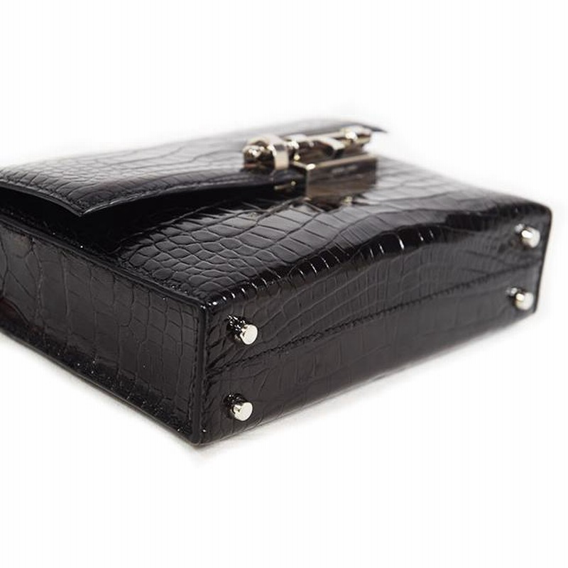 エルメス ヴェルー チェーンミニ 黒 クロコダイル S金具 A刻印