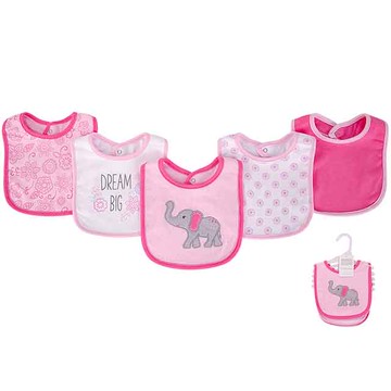 美國 luvable friends  嬰幼兒口水巾(LF雙面棉質)圍兜5入組_可愛大象(LF50973)