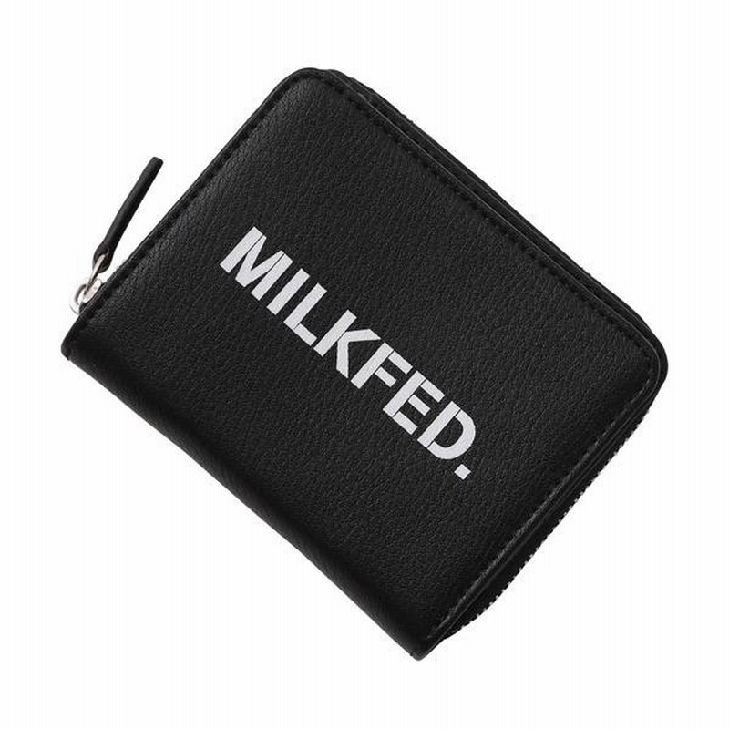 財布 二つ折り ミルクフェド 白 黒 MILKFED FAUX LEATHER WALLET